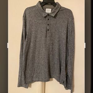 Billy Reid Long Sleeve Shirt XL Light Grey Collared Peru Super soft 1/4 Button